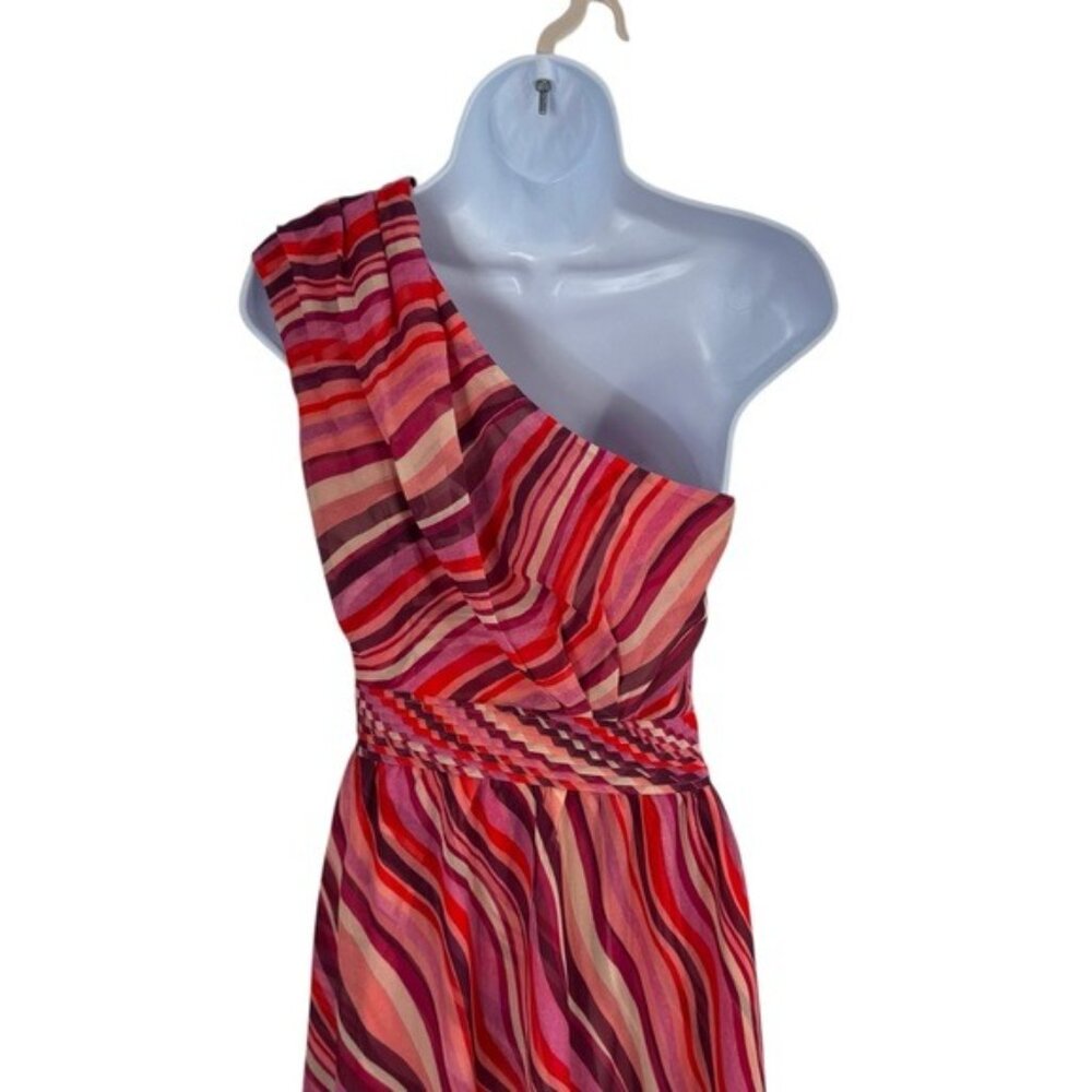 Tuckernuck One-Shoulder Maxi Dress in Pink and Red Wave Print - Picture 9 of 12
